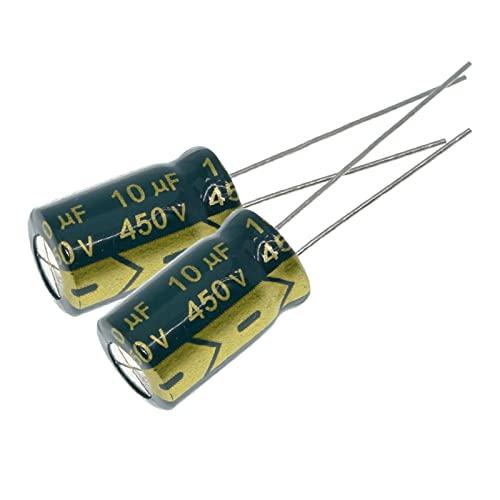 EFARMA Condensatori elettrolitici, condensatore elettrolitico in Alluminio da 10 Pezzi Condensatore elettrolitico Radiale da 10uF 450V, Dimensioni 10x17mm