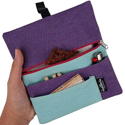 Borsello portatabacco idrorepellente - Astuccio porta tabacco, cartine, filtri e accendino (Lilac Roller)
