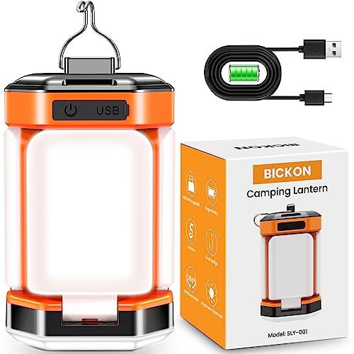 Lampada da Campeggio, BICKON Lampada Ricaricabile USB, 60 LEDs Super Luminoso 5 Modalità Lanterna da Campeggio, 25+ Ore di Lavoro Lampada per Tende, Campeggio, Pesca, Escursionismo, Emergenza