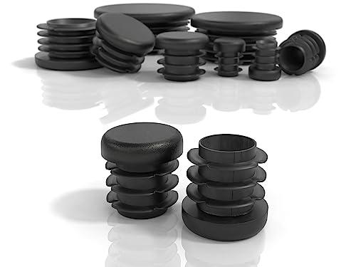 PD® Tappi a Lamelle Rotondi 20mm per Tubo | PE Terminale di Plastica | Protezione Tubi Tappo Alettato | Nero | 4 Pz.