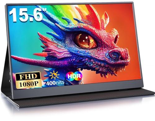 MOMODS Monitor Portatile, 15.6 Pollici Schermo Portatile, 1920x1080 FHD, Portable Monitor con Mini HDMI/USB-C, per Laptop, PC, Mac