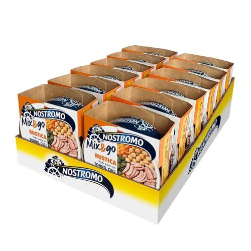 Nostromo Mix&Go Rustico - Piatto Pronto con Tonno, Ceci, Cous Cous - Gusto Mediterraneo e Veloce - Confezione da 12x190g