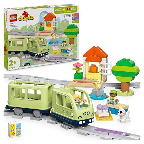 LEGO DUPLO Treno d’Avventura Interattivo - Giochi Didattici per Bambini e Bambine da 2 Anni in su - con 14 Binari, Mattoncini Multifunzione con Suoni e 4 Personaggi Giocattolo - Idea Regalo - 10427
