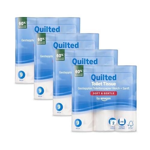 by Amazon Carta Igienica, 2 Veli Trapuntata, Morbida e Delicata, 36 Rotoli (4 Confezioni da 9), 210 Fogli per Rotolo, Certificata FSC