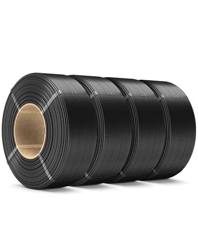 SUNLU PLA+ Refill Filamento 1.75mm 4KG, Senza Bobina Filamento PLA Plus Nero, Neatly Wound, Compatibile con Bambu Lab e SUNLU 2025 Nuove Bobine, 4 Rulli 1KG/Rullo