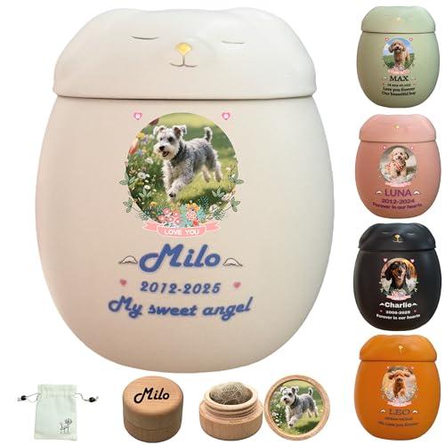 Urna per cani personalizzata,Urne per animali domestici per cani, domestici, ceneri,Urna in ceramica | Fatto a mano su misura (bianco, Piccolo (Adatto per ceneri inferiori a ≤ 10 kg))