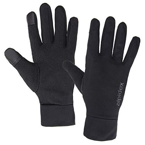ALPIDEX Guanti Corsa Leggeri Guanti Sportivi Touch Screen Caldo Antiscivolo Donna Uomo, Taglia:L, Colore:black