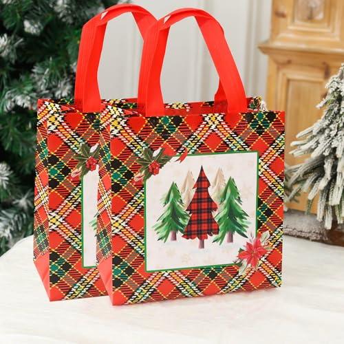 2 sacchetti regalo di Natale in tessuto non tessuto, decorazione natalizia per la casa 2025, regalo di Natale e Capodanno, 23 x 22 x 11 cm (albero di Natale)