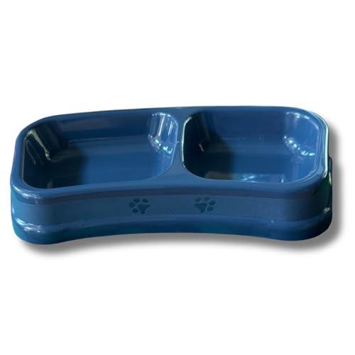 PARENCE.- Ciotola doppia 24x12x4 cm per cani di piccola taglia, gatti o roditori - Ciotola con 2 scomparti per cibo secco e acqua - Plastica leggera e resistente - Colore casuale