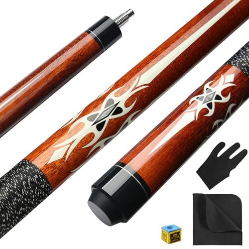 ASMPCUE Stecca da Biliardo da 58 Pollici Hardwood Pool Cue 13 mm Punte per Giocatori di Biliardo Professionisti, 1/2 Stecche per Biliardo Tavolo Sport, Modello-Marrone