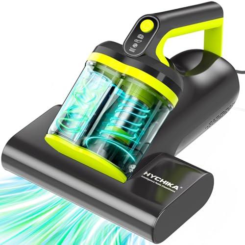 HYCHIKA Aspirapolvere per materassi - 16kPa Battimaterasso Antiacaro con luce UV-C,ad ultrasuoni,60°C, aria calda,doppio ciclone, rimuove il 99,2% degli allergeni, per materassi, letti,divani