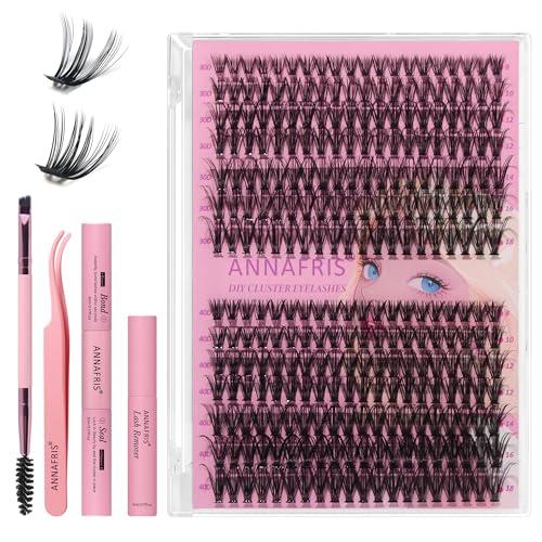 ANNAFRIS Ciglia Finte Ciuffetti Kit 30D+40D Ciglia Finte Naturali D Curl 8-18mm DIY Extension Ciglia Fai da te Cluster Lashes(30D+40D)