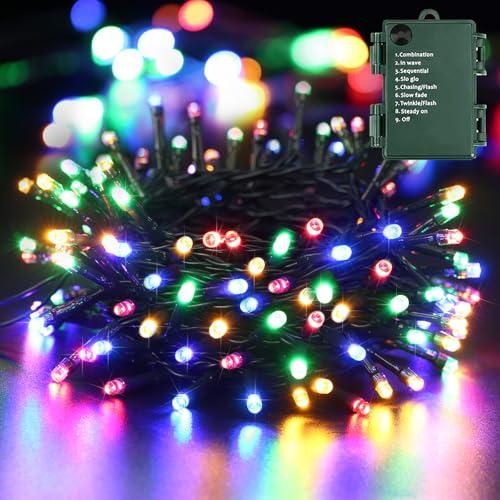 Luci Natale Colorato, BrizLabs 20M 200 LED Catena Luci Batteria Albero di Natale Fata Luce 8 Modalità Impermeabile Stringa Luci LED Lucine Natale per Giardino Patio Interni e Esterni Decorazioni