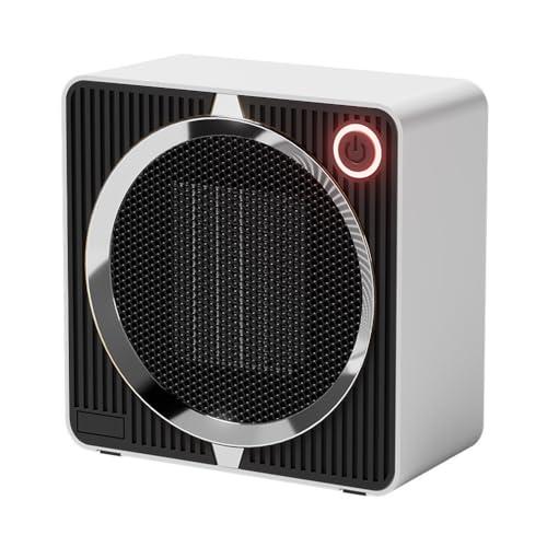 Termoventilatore Basso Consumo 500W, Stufetta Elettrica Portatile PTC Ceramica, Scaldabagno Elettrico Silenzioso, Riscaldamento Veloce, Protezione da Surriscaldamento e Ribaltamento, per Ufficio/Casa