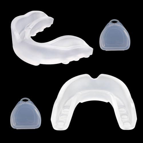 REMMUSSS 2 PCS Paradenti Sportivo, Basic Paradenti, Paradenti Sportivo Adulti e Junior, Paradenti Slim Fit, Adatto per Sport di Contatto Come Rugby, Hockey, Judo, Arti Marziali e Boxe(Trasparente)