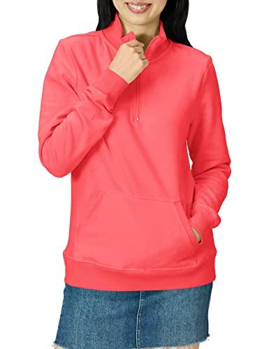 Amazon Essentials Top in Pile con Cerniera a Un Quarto a Maniche Lunghe (Disponibile in Taglie Forti) Donna, Rosa Corallo, XXL