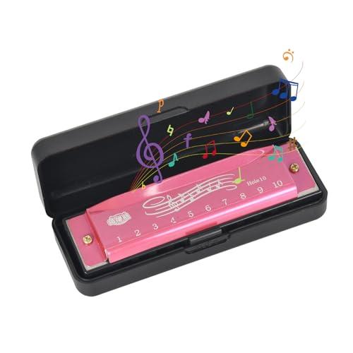 Armonica A Bocca, Armonica Diatonica In Do, 10 Fori Armonica Blues, Armonica A Bocca In Chiave Di Do, Con Custodia, Per Adulti, Professionisti, Principianti E Bambini (Rosa)