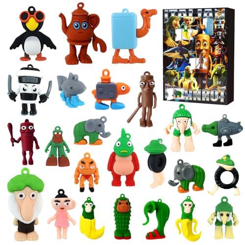 24 Pezzi Calendario dell'Avvento italiano Brainrot 2025, Brainrot Italiano Figure Tralalero Tralala Figura Giocattoli Divertenti Ornamenti Creativi Figurine del Calendario 'Avvento per Bambin (B)