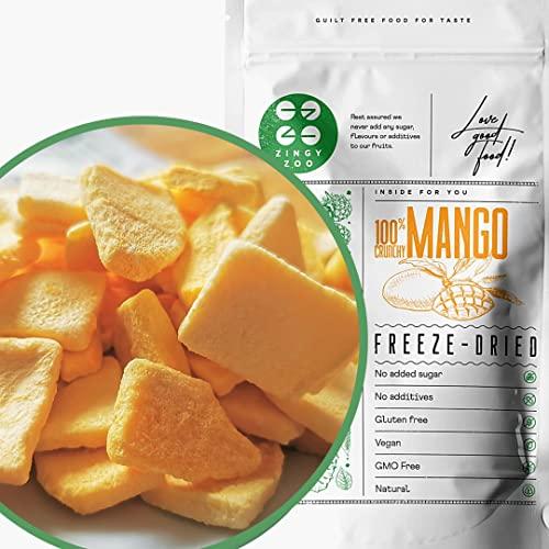 ZingyZoo Mango Essiccato Senza Zucchero | Frutta Liofilizzata | Freeze Dried Fruit Chunks Frutti di Bosco Disidratati | Gefriergetrocknete (100g)