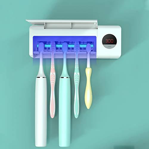 DSHOW Spazzolino Igienizzante UV per Spazzolino da Denti da Bagno, Montaggio a Parete Sterilizzatore, Carica 2000mAh, Funzione di Cronometraggio, Organizer per Spazzolino da Denti