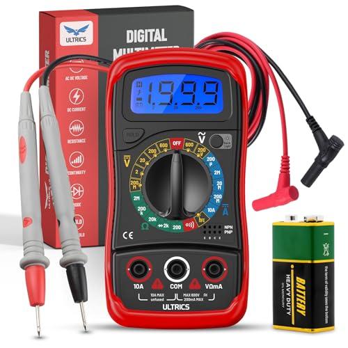 ULTRICS Multimetro Digitale, Professionale Amperometro Voltmetro Ohmmetro, Mini Portatile Multimeter Elettrico Amp Ohm Volt DC/AC Corrente