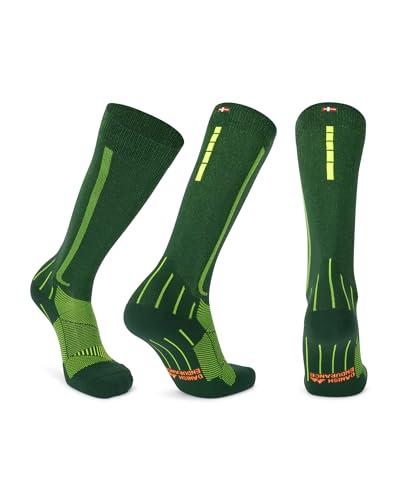 DANISH ENDURANCE Calze Compressione Graduata Uomo Donna 21-26 mmhg, Recupero, Viaggi, Sport, 1 Paio, Verde/Giallo, 43-47