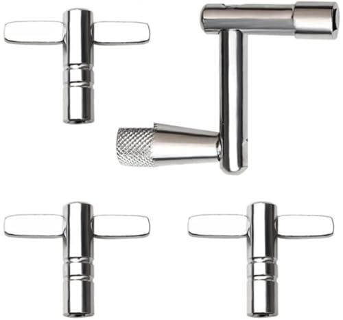 KOMUNJ 4 chiavi a batteria, batteria Tuning Key chiave di accordatura per batteristi, tamburo, strumenti a percussione, strumenti a percussione, 1 Z e 3 chiavi a T, colore argento