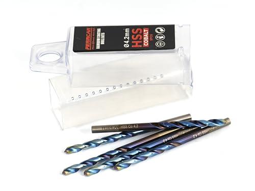 Ferrcan Punte per metallo HSS DIN338 M35 5% cobalto finitura rainbow per forare in acciaio inox, ferro e altri metalli (confezione da 5 pezzi per misura)