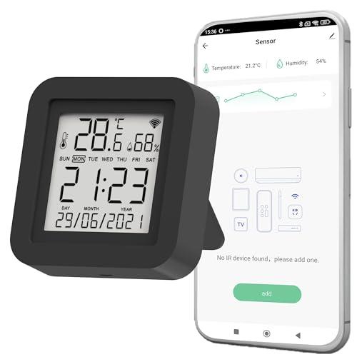 Telecomando universale WiFi IR Nivian con sensore di temperatura e umidità - Telecomando intelligente tramite App Tuya, compatibile con Alexa e Google Home, Home Automation Smart Home