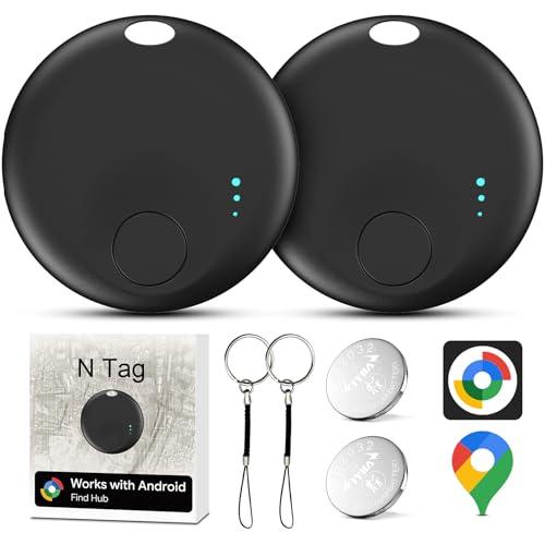Air Tracker Android, 2 PCS Smart Tracker Localizzatore Chiavi Compatibile con Trova Dispositivo(Solo Android), Bluetooth Tracker Tag Compatibile per Portafogli,Chiavi,Zaini (Nero)