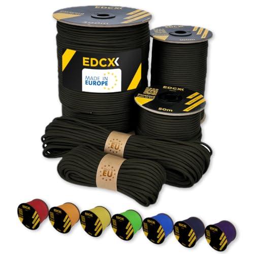 EdcX Paracord 4mm, 35+ Colori Solidi (10m, 15m, 30m, 50m, 100m, 300m) | Ideale per Campeggio, Sopravvivenza, attività all'aperto | Corda 100% Nylon 4 mm| Corda Tattica 550 Tipo III (Army Green, 10 m)