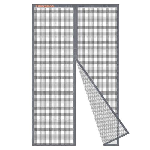 Risareyi Zanzariera Magnetica in Vetroresina 105x225cm, Grigio Rete Super Resistente Tenda Zanzariera Porta Finestra Anti Zanzare, per Balcone Soggiorno Camera da Letto, Chiusura Automatica