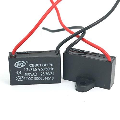 DollaTek 2Pcs CBB61 1.2uF 450V AC 50/60Hz Condensatore del Motore del Ventilatore del condizionatore d'Aria