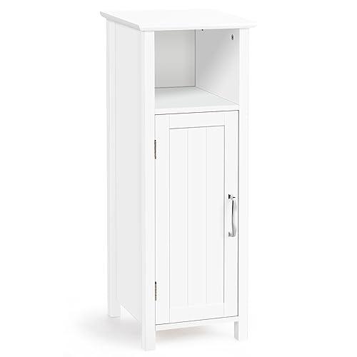 COSTWAY Mobile Bagno 30 x 30 x 80cm, Armadietto Salvaspazio in Legno con Ante e Ripiani Regolabili per Cucina, Soggiorno e Corridoio, Mobiletto Spazioso (Bianco)