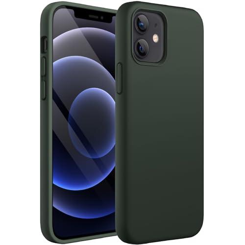 JETech Cover Silicone per iPhone 12/12 Pro 6,1 Pollici, Protettiva per Tutto il Corpo Morbida al Tatto, Custodia Antiurto con Fodera in Microfibra (Verde Cipro)