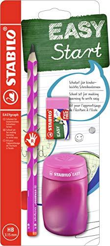 Stabilo EASYgraph - School Set - Rosa - per Destrimani - con Gomma + Temperino