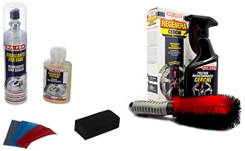 Ma-FraMafra, Kit Regénera Fari, Composto da Sigillante &, Kit Regénera Cerchi, Trattamento Completo Pulente E Decontaminante