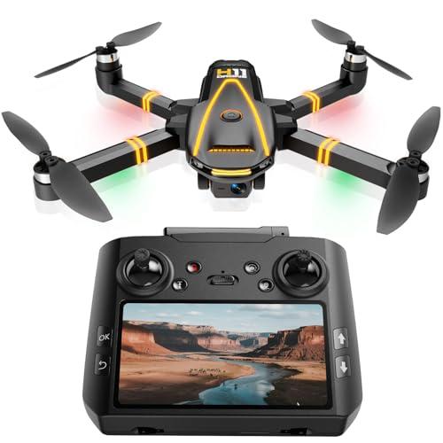 H11 GPS Drone con Telecamera 4K Professionale (Radiocomando con Schermo) FPV RC Droni con Motor Brushless, Return Automatico, autonomia di volo di 45 minuti, 2 batterie, meno di 249g, C0