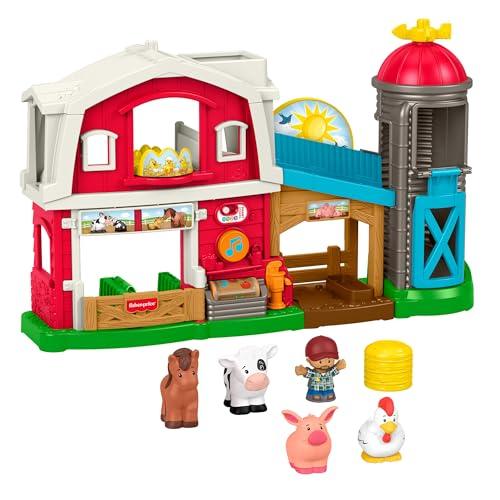 Fisher-Price Little People - Fattoria Animali Felici, Set con Personaggi e Amici Animali, Tante Canzoni, luci e Frasi, Versione Italiano +UK+FR+DE, Giocattolo per Bambini, 1+ Anni, JGX08