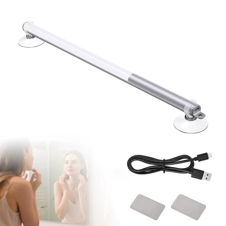 GOEDCH 36 cm Lampada da trucco a LED portatile con ventosa: 3 modalità e livello 10 dimmerabile lampada da trucco con cavo di ricarica USB, luce per trucco a LED per camera da letto, bagno
