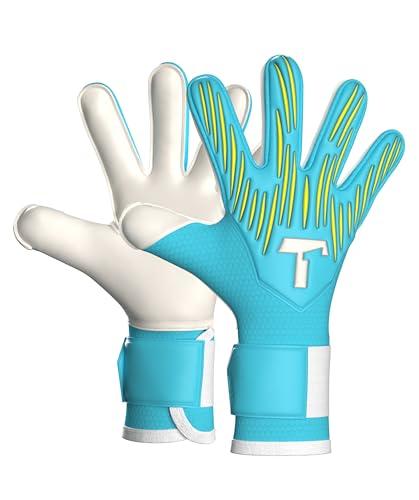 T1TAN Rebel 2.0 Sky Blue Junior - Guanti da portiere per bambini e per calcio - Taglia 4