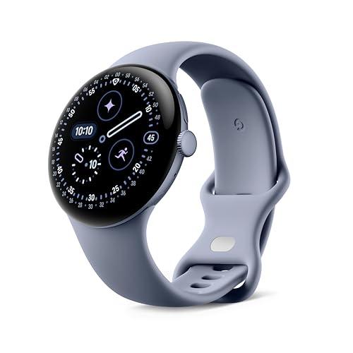 Google Pixel Watch 4 (45 mm) - Smartwatch Android con tracker per fitness e benessere, e assistente virtuale Gemini - Cassa in alluminio grigio argento - Cinturino sportivo grigio argento - Wi-Fi