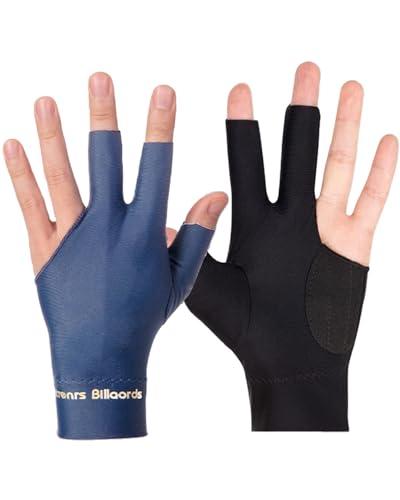 AORHOFJ 2pcs Guanti da Biliardo, Traspiranti, Snooker, a Tre Dita, Professionali, Elastici, Piscina