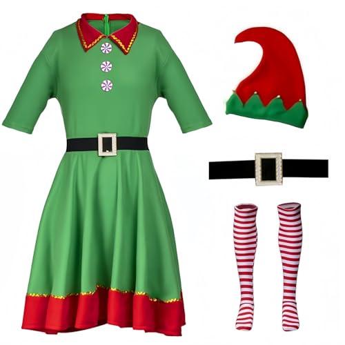 AudMsier Elfi Adulta Donna Costume, Festività Elfi Set Cappello Camicia Pantaloni, Natale Orgoglio Abito Gioco di Ruolo(Donna,M)