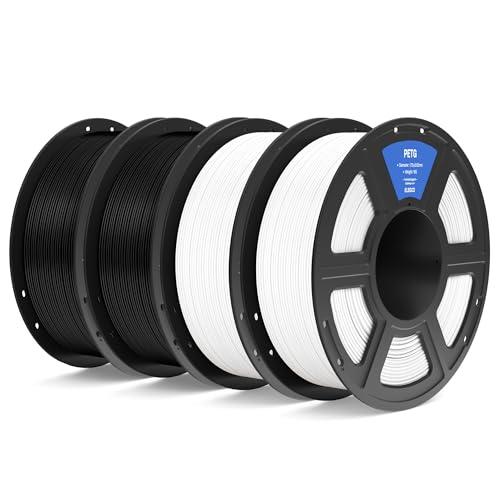 ELEGOO PETG Filamento 1,75 mm Nero Bianco 4KG, Filamento per Stampante 3D Precisione Dimensionale +/- 0,02 mm, Bobina da 1kg Compatibile con la Maggior Parte delle Stampanti 3D FDM