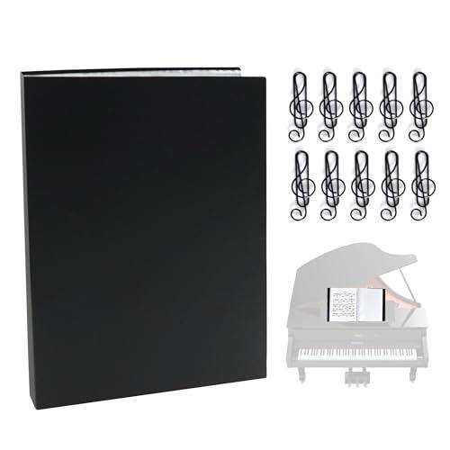 Cartelle Portaspartiti, A4 Cartellina Porta Spartiti Musicali 40 Tasche, Impermeabile Cartella per Spartiti Porta Documenti Musicale Portalistino di Archiviazione Della Musica