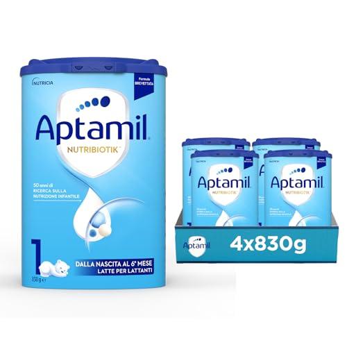 APTAMIL Nutribiotik 1 - Latte per lattanti in polvere dalla Nascita al 6° mese - Confezione 3320 grammi (4 da 830g)