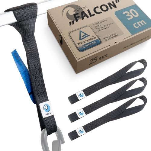 valonic FALCON - 4x 30cm Cinghie di fissaggio, 25mm, 1000 Kg, certificate TÜV Rheinl., EN 12195-2 - nero, per fissare la moto durante il trasporto