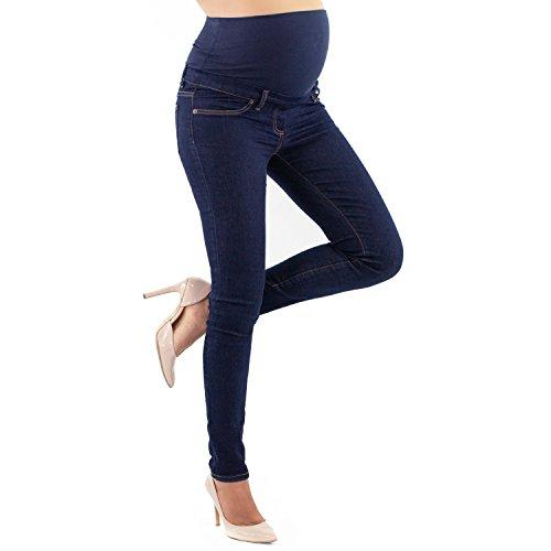 Milano - Jeans Premaman Donna Basic, Super Elasticizzato e Comodo, Pantaloni Skinny, Abbigliamento per Ogni Fase Della Gravidanza (Denim, M)
