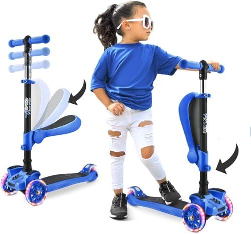 Hurtle Monopattino a 3 Ruote, Monopattino Bambino e Bambina da 2 Anni, Monopattino a Spinta, Monopattino in Altezza a Tre con Sedile a Ribaltamento, Scooter per Bambini con Ruote a LED Multicolore